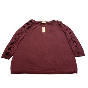 B Skies Are Blue, purple madea cut out sleeve sweater, 2X, NWT, $40